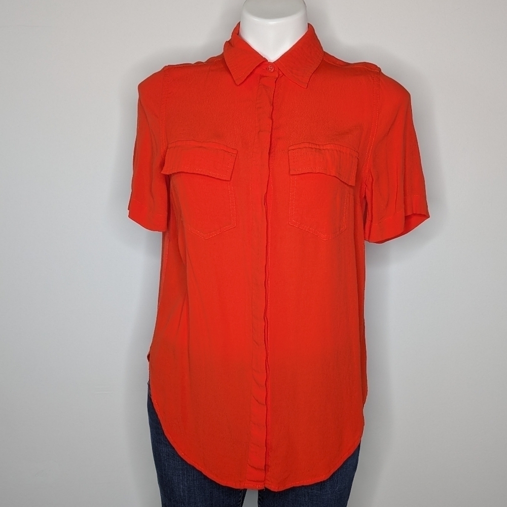 Porridge Orange Short Sleeve Button Up Shirt S